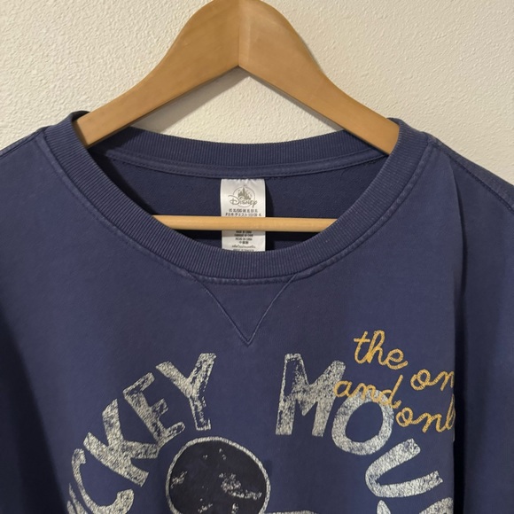 Disney Park Mickey Mouse Crewneck Sweatshirt Blue Retro Distressed Graphic-XL - Picture 3 of 11